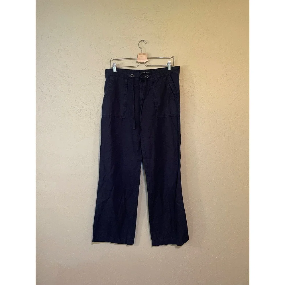 Banana Republic Martin Fit Navy Blue Wide Leg Drawstring Pants‎ Womens Size 10
